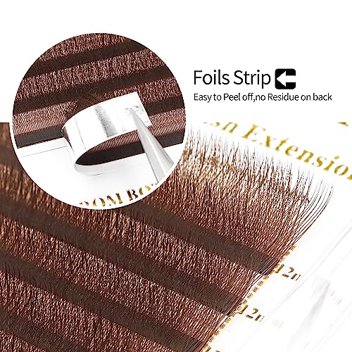 W Lash Extensions Supplies Brown 3D Eyelash Extensions 3 Tip W Shape 0.07mm Thickness C/D Curl Premade Fans Individual Lashes Matte Black Crisscross(W-Brown-3D-0.07-C,8-15mm Mix)