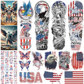Independence Day Temporary Tattoo,4th of July Sleeve Tattoo, American Flag Fake Tattoos,Red White and Blue Party Supplies,USA Flag, Memorial Day, Independence Day, Labor Day