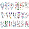 Glaryyears Flower Temporary Tattoos for Women Girls, 30-Pack Variety Pack Small Floral Fake Tattoos Stickers, Sexy Realistic Tattoos of Blossom Rose Lavender Butterfly on Arm Wrist Back Body