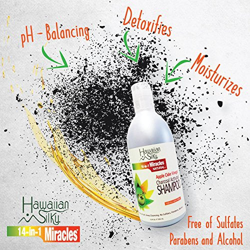Hawaiian Silky Hawaiian silky 14-in-1 miracles charcoal activated shampoo 12 fluid ounce, White, 12 Fl Ounce