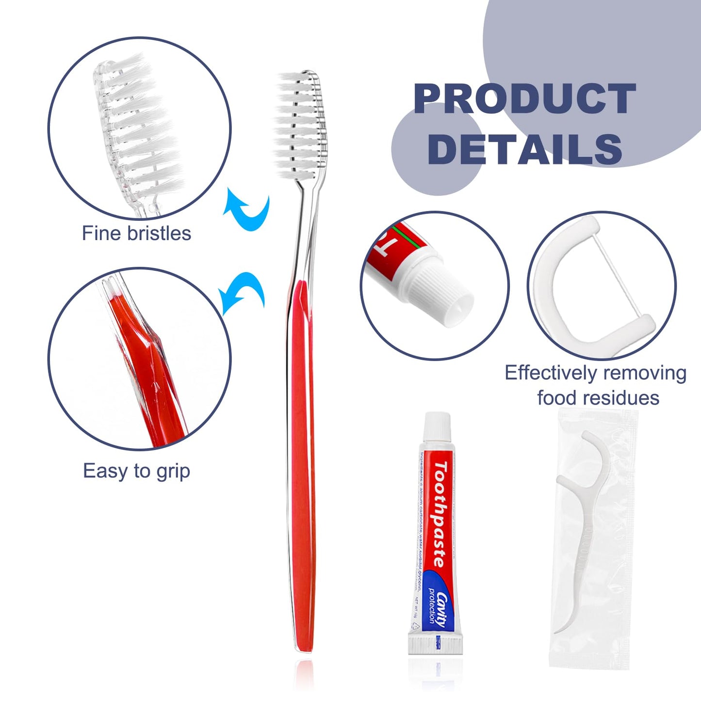 Disposable Toothbrushes with Toothpaste and Floss Individually Wrapped, 5 Colors Bulk Toothbrush and Toothpaste 10g, Dental Floss Pick, Travel Toothbrush Set for Homeless,Air Bnb/Hotel/Guest (20)