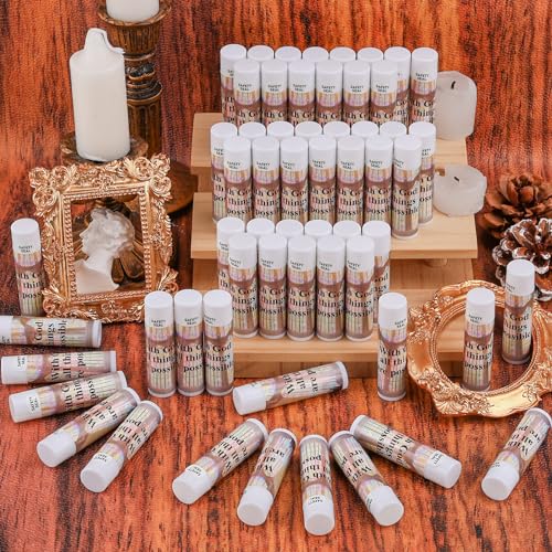 DMSKY 60 Lip Balm Bulk, Christian Gift for Women Men Faith Religious Moisturizing Lip Care Product Stocking Stuffers with Inspirational Scripture Happy Moment Praise God for Friend