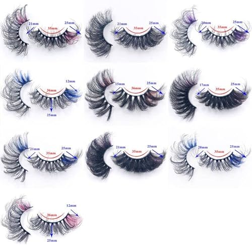 IFLOVEDEKD 10 Pairs Russian Strip Lashes With 5 Colors 25mm Mix Wispy Faux Mink Eyelashes Fluffy Long False Reusable D Curl Lash Strips