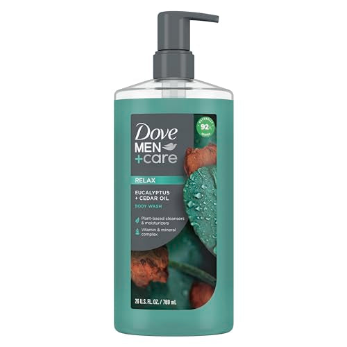 DOVE MEN + CARE Eucalyptus + Cedar Oil Body Wash 26 oz + Extra Fresh Body Wash and Face 13.5 oz Bundle for Healthier Skin