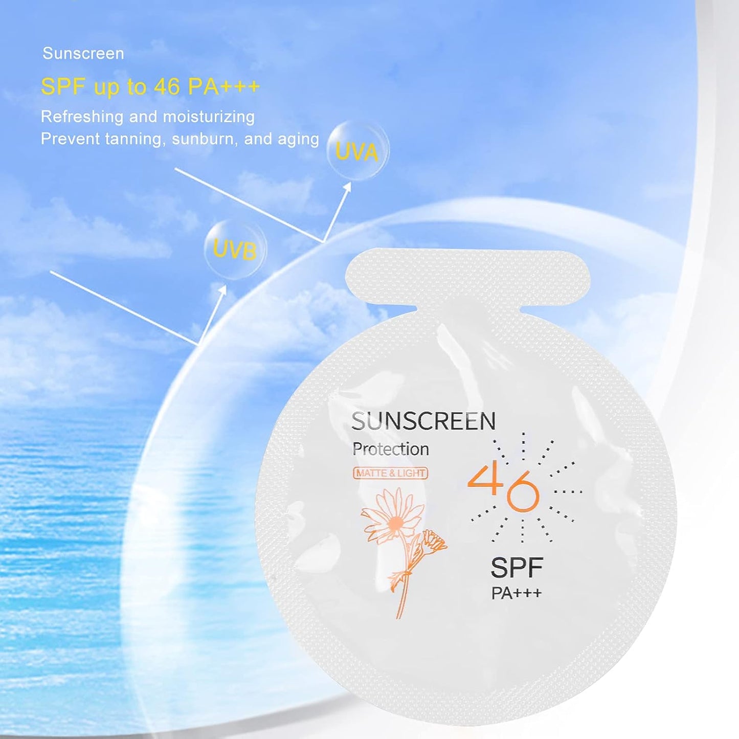 SPF 46 Sunscreen Pack of 20 - Moisturizing Water-Resistant Face & Body Sunblock