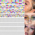 3584 Pcs Self Adhesive Rhinestones for Makeup Eyes 15 Colors Rainbow Rhinestones Face Jewels Gems Stick on, DIY Nail Makeup 3mm 4mm 5mm 6mm Rave Festival Accessories Costume for Women