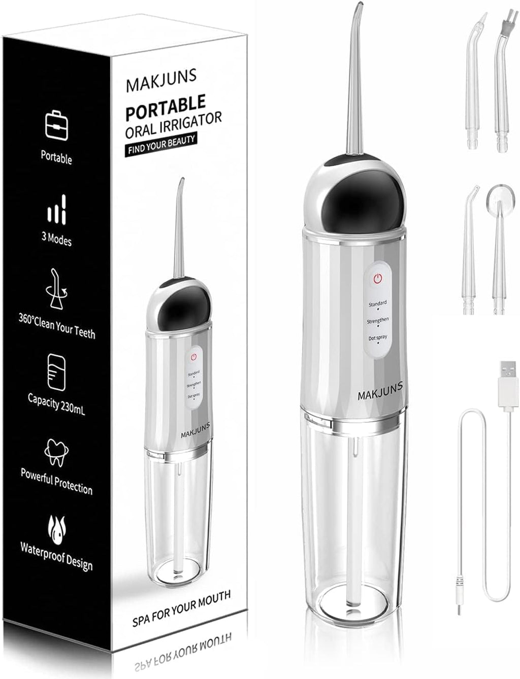 Water-Flosser-Cordless-Teeth-Cleaner Somall Water Dental Flosser with 3 Modes 4 Jets Rechargeable Dental Oral Irrigator for Home Travel (Premium Black)