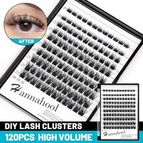 10Rows Mixed 10-12-14-16mm /8-10-12-14mm Individual False Eyelashes D Curl Wide Stem Makeup Cluster Eyelashes Natural Volume Eye Lashes Extensions (HD-lashes kit-8-10-12-14mm mixed)