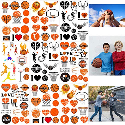 300PCS Basketball Motivational Tattoos Temporary for Kids - Basketball Baby Shower/Birthday Party Supplies Sports Party Goodie Bag Stuffers Favors Prize(24 Sheets)