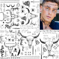 5 Sheets Large Malone Tattoos For Men Women Adults, Halloween Malone Face Tattoos Sticker Prisoner Prison Set, Barbed Wire Rapper Temporary Tattoo Sticker Inmate Party Accessories Makeup Kit