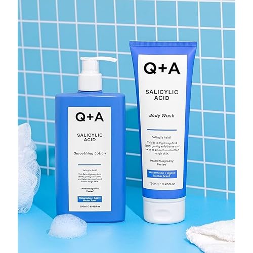 Q+A Salicylic Acid Smoothing Body Lotion (250ml), Body Moizturiser with Watermelon & Agave Scent, Body Butter Alternative, Smooths Rough Bumpy Skin, Clears Blemishes & Uneven Texture