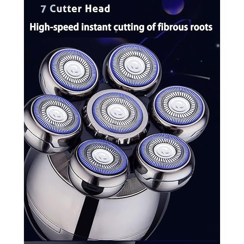 Upgrade 7 Heads Men¡¯s 5-in-1 Electric Head Shaver for Bald Men,Multifunctional Electric Razor for Men£¬Cordless Rechargeable Travel Groomin Hair Trimmer Kits,Black
