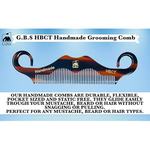 GBS 3 pk HBCT- Handle Bar Style - 5 1/4" Long - Anti Static No Cling No Snag Smooth Edges - Hand-Made of Quality Cellulose Acetate, Saw-Cut & Hand Polished
