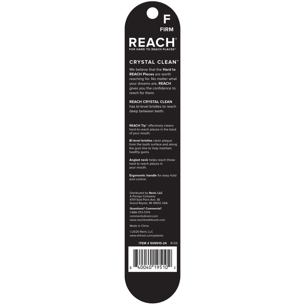 Reach Crystal Clean Toothbrush, Firm Bristles, 1 Count, Pack of 6