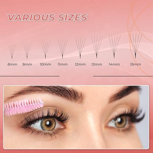 500 Promade Eyelash Extension From 3D to 16D, Loose Lash Fans 0.03/0.05/0.07mm, C D Curl Lashes, 8-16mm Length for Easy Volume Individual Eyelash Extensions Clusters DIY (10D-0.05-C (16mm))