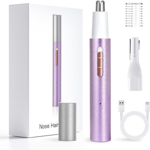 2025 Rechargeable Nose & Ear Hair Trimmer, Dual-Edge Blade Electric Clipper for Women Men, Facial & Eyebrow Hair Removal Tool, Powerful Motor, Painless, Easy to Clean