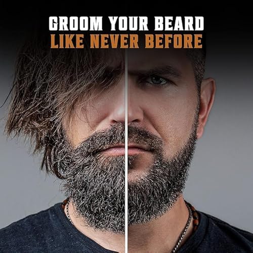 Viking Revolution Beard Comb & Beard Brush Set for Men -- Natural Boar Bristle Brush and Dual Action Pear Wood Comb w/Velvet Travel Pouch - Great for Grooming Beards and Mustaches