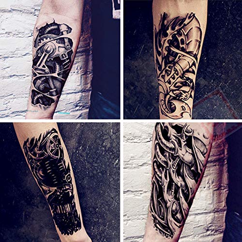 8 Pieces Large 3D Mechanical Parts Gear Arm Eyeball Muscle Body Art Temporary Tattoo