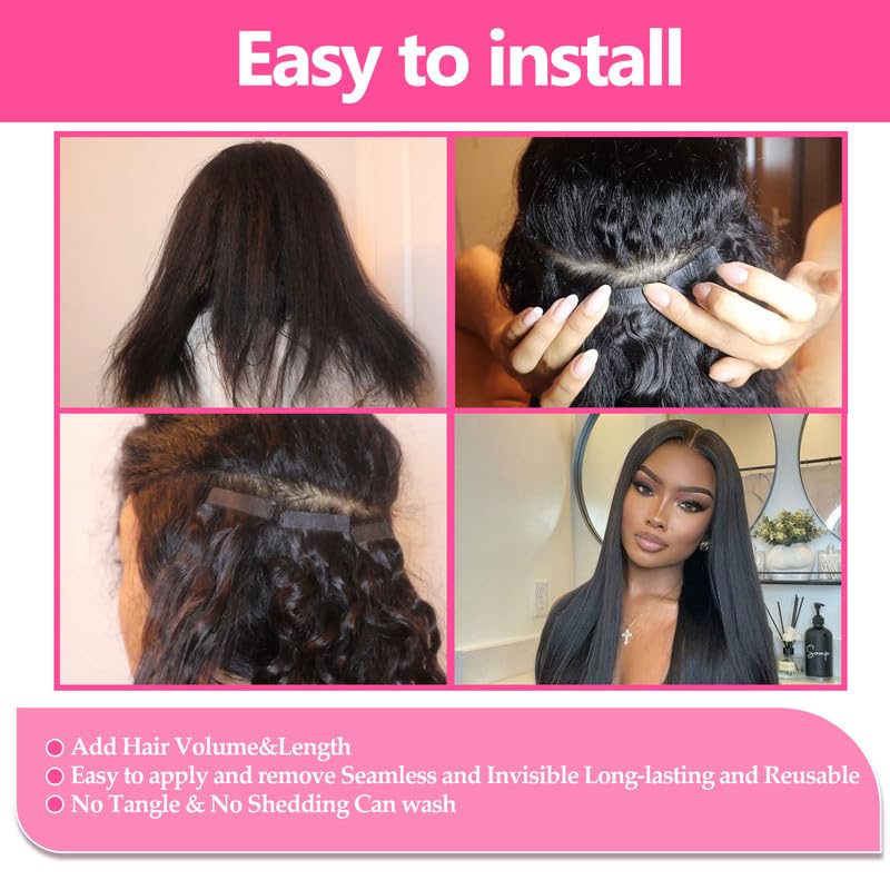 ShowJarlly Hair Extensions Tape in Hair Extensions Human Hair Natural Black Straight Hair Extensions 20PCS 50 Grams Tape Ins Human Hair Extensions 24 Inch Soft Skin Weft and Invisible Hair Extensions