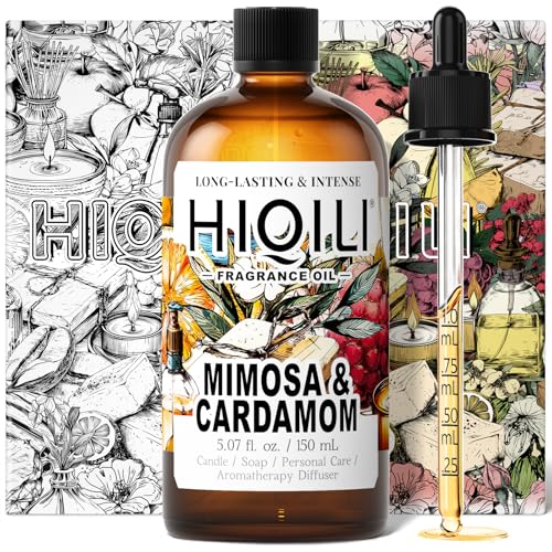 HIQILI Mimosa & Cardamom Fragrance Oil for Candle & Soap Making,Ideal for Essential Oil Diffuser, DIY Perfume, Room Sprays - 5.07 Fl Oz