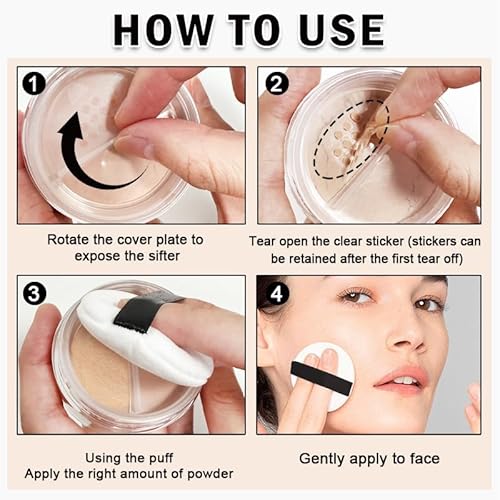 Mineral Powder Foundation, Loose Setting Powder Mineral Foundation Makeup, Lightweight Buildable Coverage for Face Natural Base Makeup 0.35 oz(01 Fair Light)