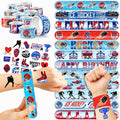 48-Piece Ice Hockey Party Set: Temporary Tattoos (24PCS) and Slap Bracelets (24PCS) - Perfect for Themed Birthday Parties, Baby Showers, Classroom Rewards, and Gifts for Kids
