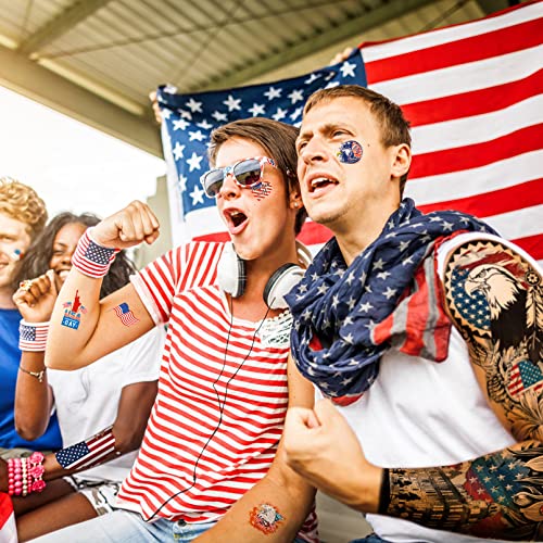 Independence Day Temporary Tattoo,4th of July Sleeve Tattoo, American Flag Fake Tattoos,Red White and Blue Party Supplies,USA Flag, Memorial Day, Independence Day, Labor Day