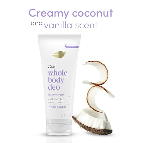 Dove 72h Full Body Deodorant Cream Coconut Vanilla 2.5 oz & Deep Moisture Body Wash Dry Skin Pump 30.6 oz