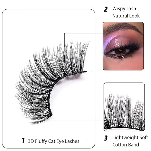 False Eyelashes Dramatic Look Volume Wispy 20mm Long Lashes Extensions 3D Fluffy Fake Eyelashes Strip Lash Fox Cat Eye Eyelashes Fairy Manga Makeup 5 Pairs By Maymeet (DM-A0528)