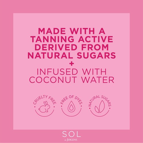 SOL by Jergens Deep Water Self Tanner Mousse, Water-based Sunless Tanner with Coconut Water for Fake Tan, Dye-free Tanning Active Derived from Natural Sugars, Medium Color, 5 Ounce