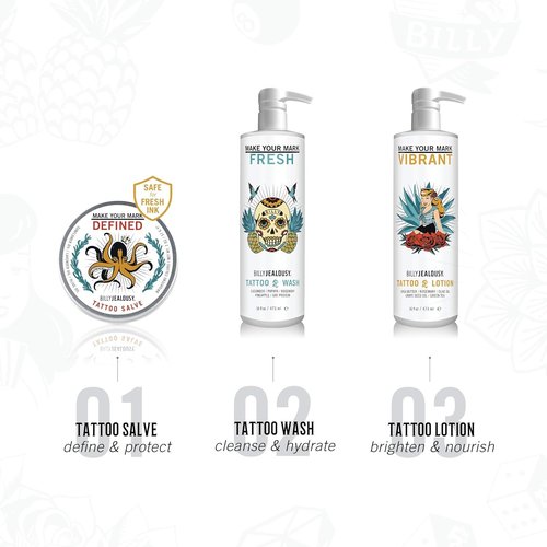 Billy Jealousy Make Your Mark Fresh Tattoo Wash, Cleansing and Hydrating Tattoo Aftercare Enriched With Cucumber and Rosemary, 8 Fl Oz