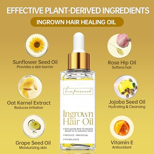 LA.PERSONAL Ingrown Hair Treatment, Razor Bump Treatment for Men and Women, Razor Bump and Burn Remover Ingrown Hair Oil for Bikini Area, Legs and Underarm Area After Shave 40 ML/1.4 FL OZ