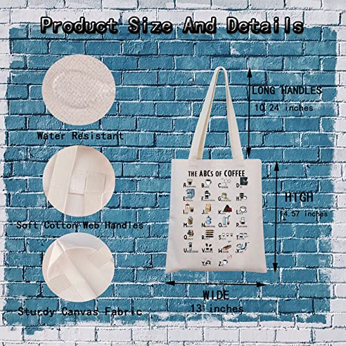 MNIGIU Alphabet Tote Bag - ABCs of Coffee Barista Gift for Coffee Lovers