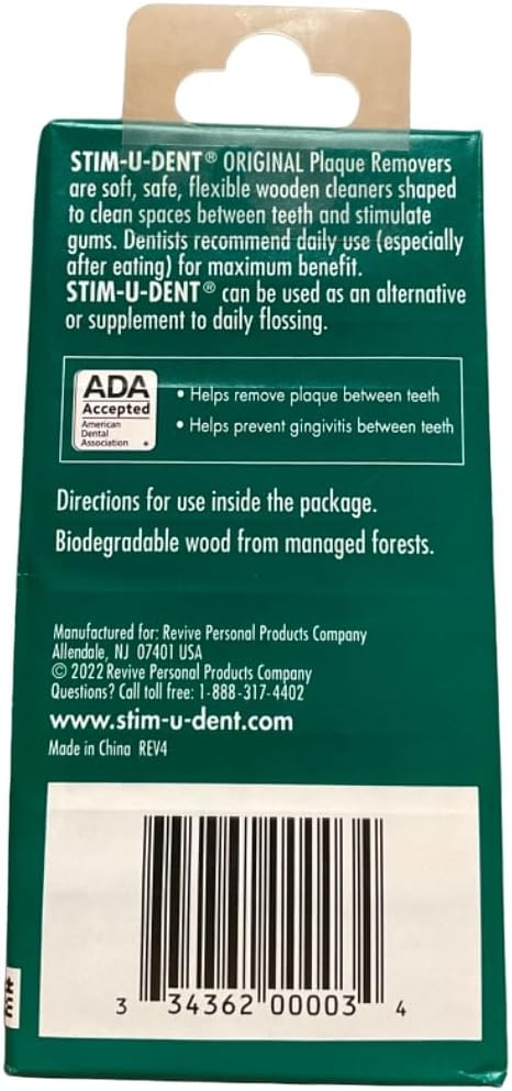 Stim-U-Dent Plaque Removers 3 Packs of 4x25 Picks/Pack (300 Picks) - Mint Flavor