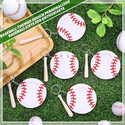 20 Pcs Baseball Team Gifts Natural Bulk Lip Balm Holder with Baseball Bat Large Hangable Keychain Set Keychains Set Gift for Team Youth Party Supplies Sports Tote Bag Cool Wallet Accessories