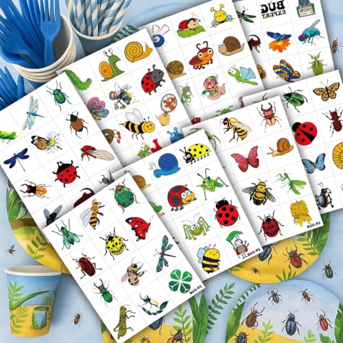 96PCS Bug Temporary Tattoos Pre Cut ? Cute Bug Stickers for Kids Toddlers, Ladybug Caterpillar Theme Birthday Party Favors, Spring Summer Decorations, Gifts, Classroom School Prizes (Normal)