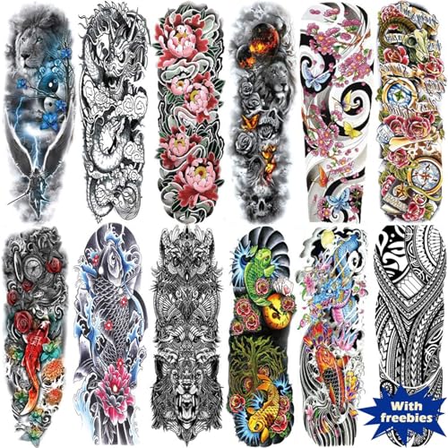 Aresvns Temporary Tattoos for Men and Women,Waterproof and Long Lasting Sleeve Tattoos for Adults, Full Arm Fake Tattoos for BBQ Pool Beach Party
