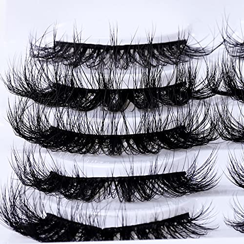 Wholesale Lashes, 3D Faux Mink Eyelash Bulk, 18mm Handmade Reusable Eye Lash, 5 Styles Dramatic Fluffy False Lash with Glitter Portable Packing (Fluffy 5 styles-10 pairs)
