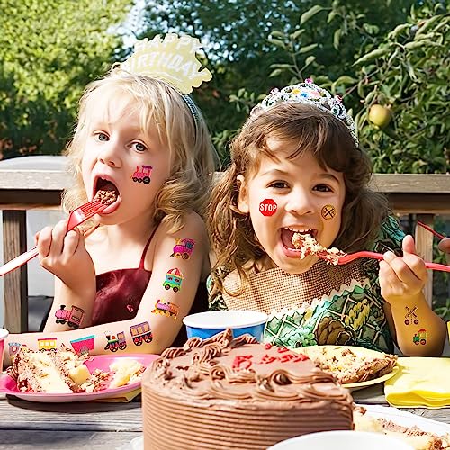 Train Temporary Tattoos Themed Birthday Party Supplies Decorations Favors Decor Cute Stickers Tattoo 8 Sheets 96 PCS Gifts for Kids Boys Girls Classroom Rewards Prizes Christmas