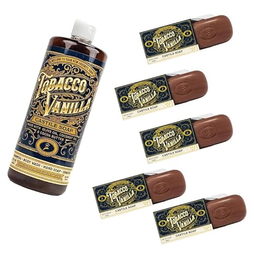 Castile Soap Liquid & Body Wash Castile Soap Bar for Sensitive Skin Natural Soap for Men w/Olive Oil, Cocoa Butter & Coconut Oil ? Vegan Mens Body Soap & Mens Shampoo
