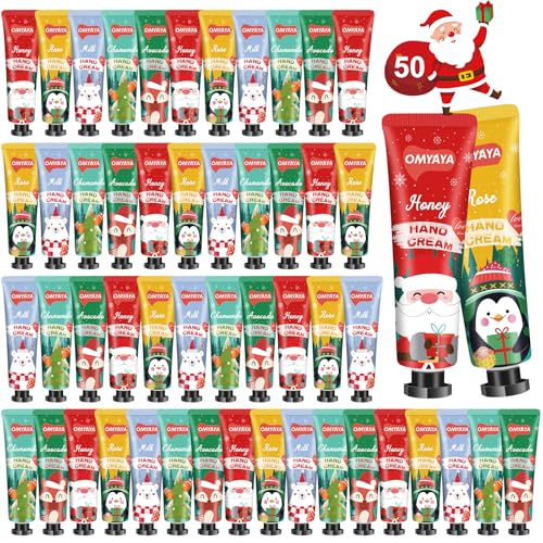 50 Pack Christmas Hand Cream Gifts Set, Bulk Hand Lotion for Party Favors, Moisturizing Mini Hand Lotion , Travel Size Hand Cream for Dry Skin, Ideal Christmas Gifts for Women, Coworkers, Teachers