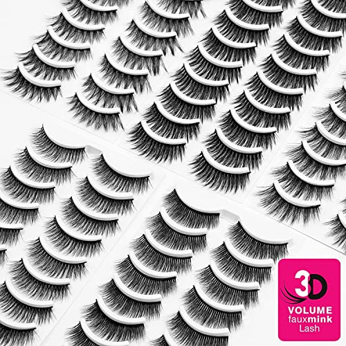 Eliace False Eyelashes Natural look Cat Eye Lashes Wispy Strips 3D Mink Lashes Fulffy,NEW 50 Pairs 5 Styles Fake Eyelashes,Faux Volume Curly Full,Thin Lash Band Soft Comfortable Lightweight Lash Pack