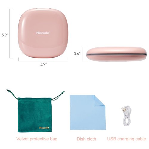 Mocado Compact LED Travel Makeup Mirror - 4 Inches 1X/10X Magnification Travel Mirror with Light Dimmable Double Sides Lighted USB Rechargeable Compact Mirror for Purse,Pocket,Travel(Pink)