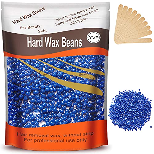 Hard Wax Beads for Hair Removal, Yovanpur 21oz Hard Wax Beans for Face Eyebrow Armpit Brazilian, Waxing Beads for Refill with 20 Wax Sticks