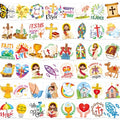 HOWAF 96pcs Religions Easter Temporary Tattoos, Happy Easter Day Temporary Tattoos for Kids, Christian Easter Waterproof Tattoos Stickers for Easter Spring Party Favors, Easter Jesus Cross Tattoos