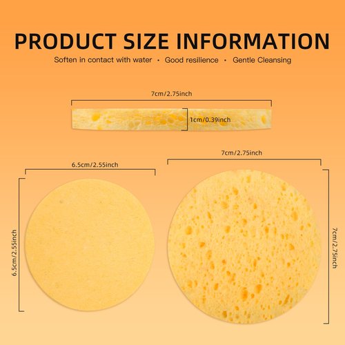 50-Count Compressed Facial Sponges, 100% Natural Cosmetic Spa Sponges for Facial Cleansing for Daily Facial Cleansing, Exfoliating Mask, Makeup Remover. Ideal for Home and Travel.