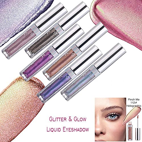 Liquid Eyeshadow 12 Colors Long Lasting Waterproof Shining Shimmer Glitter Eyeline liquid Matte Eyeshadow,Girls Silver Liquid Eyeshadow for Party Festival Makeup Beauty