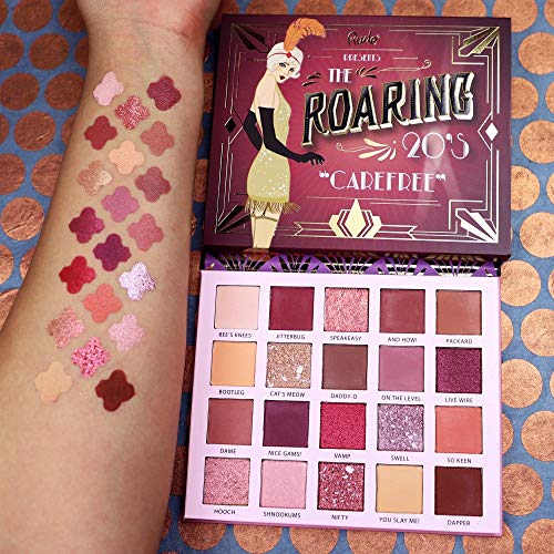 RUDE Roaring 20¡¯s Eyeshadow Palette | Bold, Velvety Matte & Shimmer Shades for Vintage Glam Looks | Blendable, High-Pigment, Vegan & Cruelty-Free Makeup Palette [Carefree]