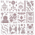 12 Sheets Brown Henna Tattoo Kit, Waterproof Tattoo Stickers for Women Wedding Party Body Art Stickers