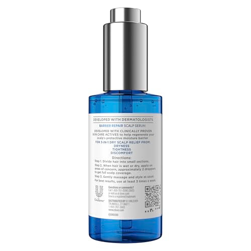 Dove Derma Scalp Dandruff Relief 3-in-1 Barrier Repair Serum 1 ct with Prebiotic Glycerin, Niacinamide and Vitamin E for Dandruff-Prone, Flaky, Dry Scalp 2 oz